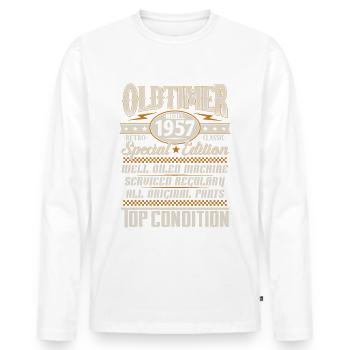 Oldtimer Vintage 1957 Vintage Retro Birthday - Men's Premium Organic Long Sleeve Shirt - white - Front - Nico (187cm)