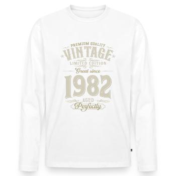1982 Jahrgang geboren Vintage GeburtstagGeschenk - Männer Premium Bio Langarmshirt - Weiß - Vorne - Nico (187cm)