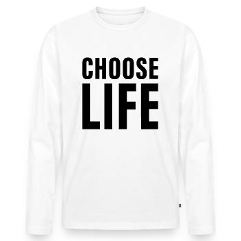 CHOOSE LIFE - Männer Premium Bio Langarmshirt - Weiß - Vorne - Nico (187cm)