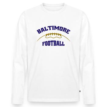 Baltimore Football - Männer Premium Bio Langarmshirt - Weiß - Vorne - Nico (187cm)