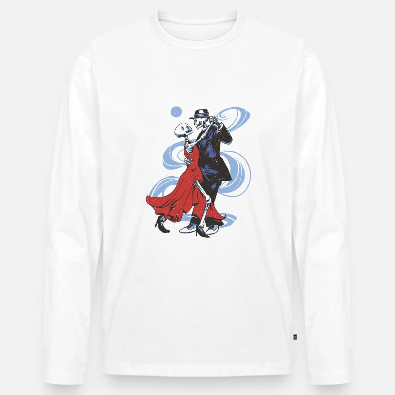 Dancing Skeletons Design - Männer Premium Bio Langarmshirt - Weiß