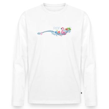 Urlaubsreif - Männer Premium Bio Langarmshirt - Weiß - Vorne - Nico (187cm)
