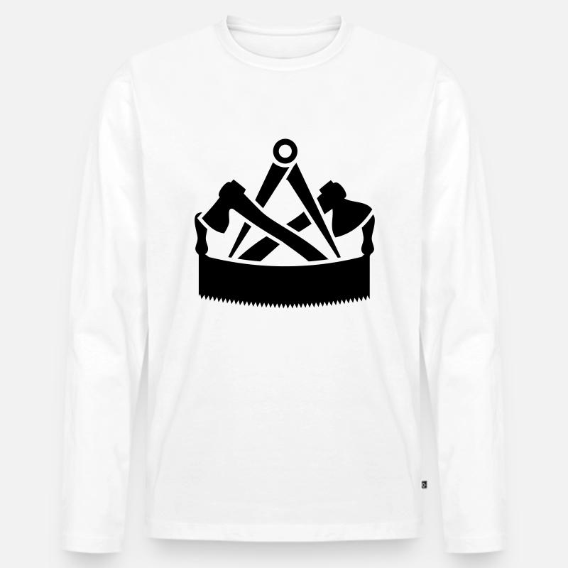 Zunftzeichen Zimmermann Zimmerer - Männer Premium Bio Langarmshirt - Weiß