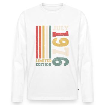 Édition limitée Juillet 1976 46e anniversaire Hommes - T-shirt manches longues Premium bio Homme - blanc - Devant - Nico (187cm)