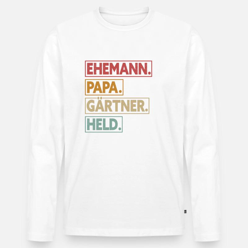 Ehemann Papa Gärtner Held - Männer Premium Bio Langarmshirt - undefined
