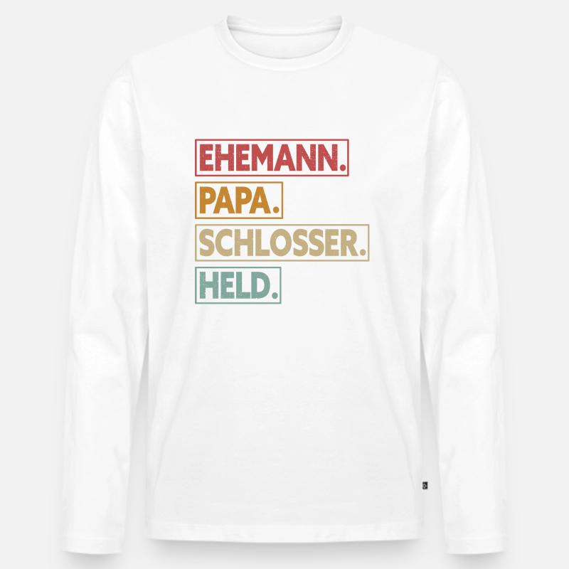 Ehemann Papa Schlosser Held - Männer Premium Bio Langarmshirt - undefined