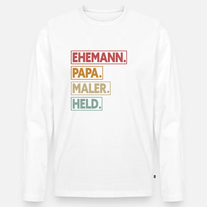 Ehemann Papa Maler Held - Männer Premium Bio Langarmshirt - undefined