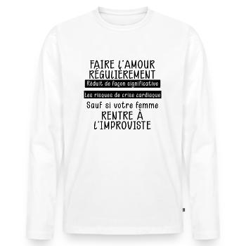 Citation Drôle Cadeau De Mariage - T-shirt manches longues Premium bio Homme - blanc - Devant - Nico (187cm)