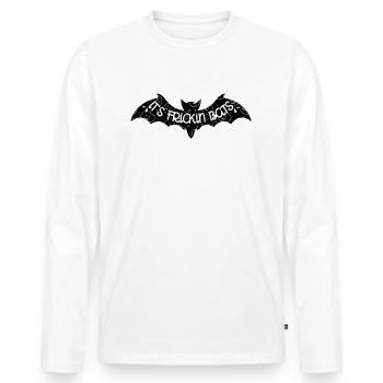 Fledermaus lustiges Halloween Meme - Männer Premium Bio Langarmshirt - Weiß - Vorne - Nico (187cm)