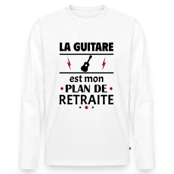 Guitare plan de retraite fête des pères retraite - T-shirt manches longues Premium bio Homme - blanc - Devant - Nico (187cm)