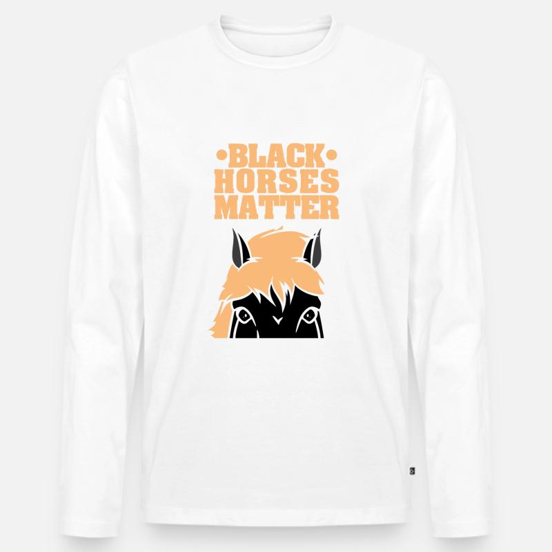 Black Horses Matter - Männer Premium Bio Langarmshirt - Weiß