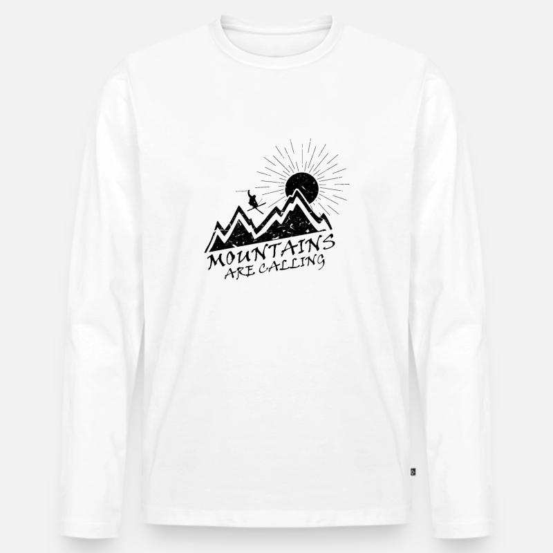 Ski Mountains are calling - Männer Premium Bio Langarmshirt - Weiß
