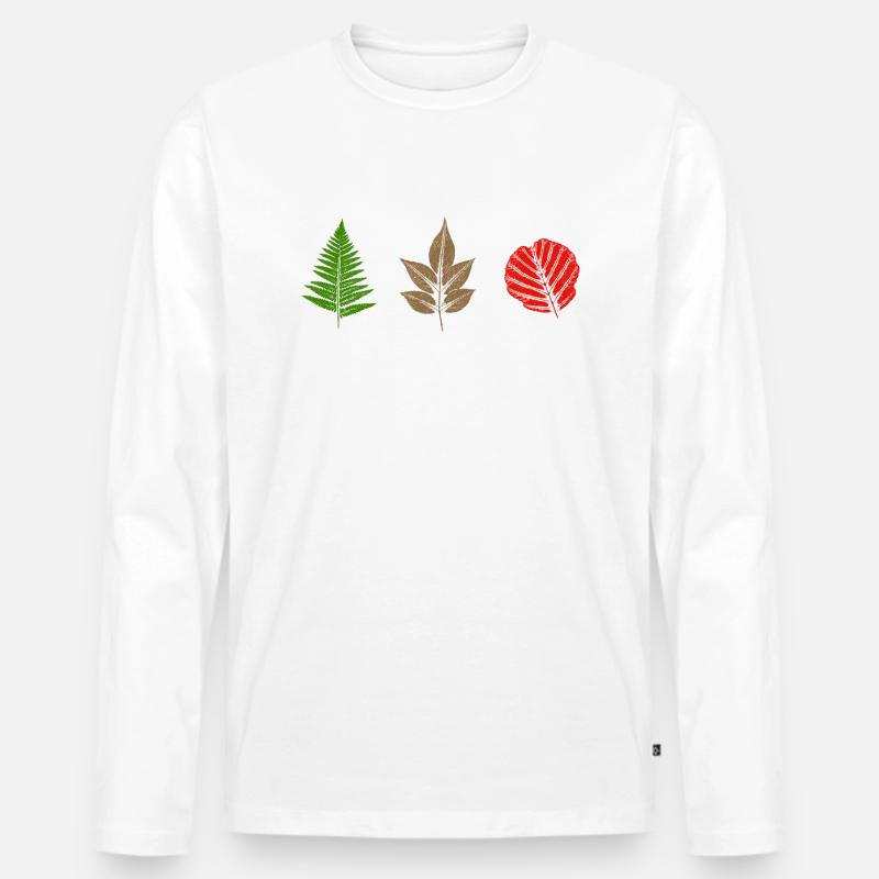 Blätter Design - Männer Premium Bio Langarmshirt - Weiß