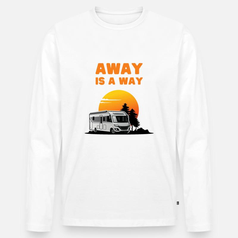 Camper - Away is a way - Männer Premium Bio Langarmshirt - Weiß