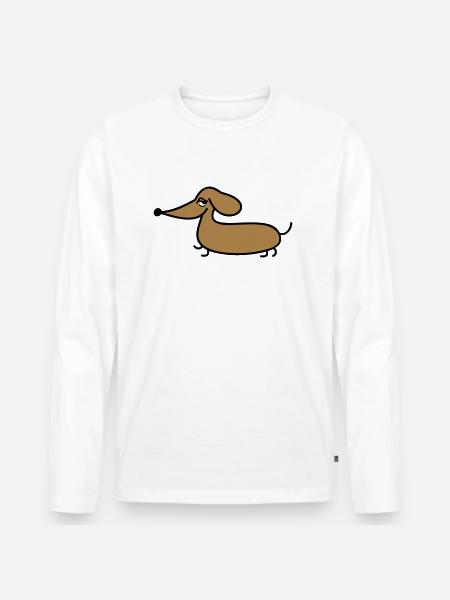 Lustiger Dackel - Männer Premium Bio Langarmshirt - Weiß