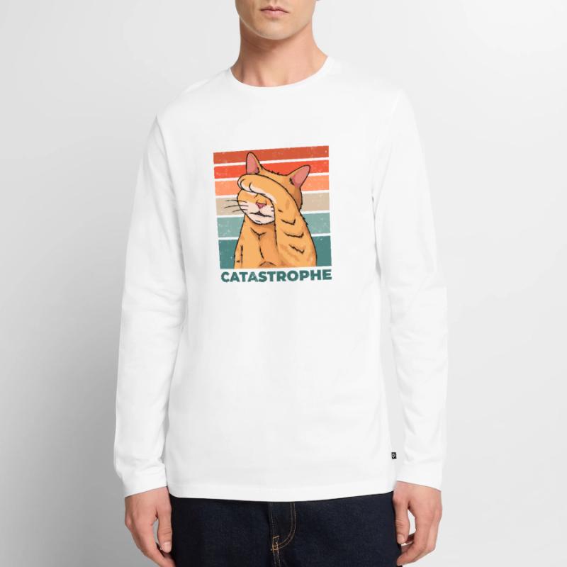 Catastrophe de chat Catastrophe Dicton drôle T-shirt manches longues Premium bio Homme