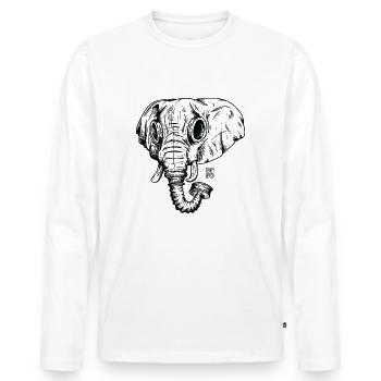elephant ico blk outline - T-shirt manches longues Premium bio Homme - blanc - Devant - Nico (187cm)
