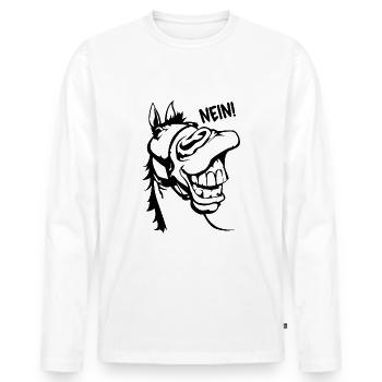 Nein Lustiges Pferd - Männer Premium Bio Langarmshirt - Weiß - Vorne - Nico (187cm)