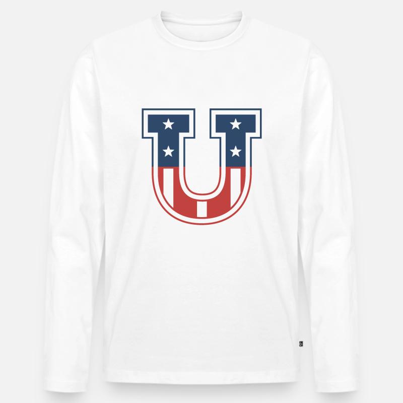 Buchstabe U USA - Männer Premium Bio Langarmshirt - Weiß