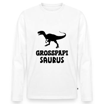 Grosspapi Saurus Großvater Opa Schweiz Opi - Männer Premium Bio Langarmshirt - Weiß - Vorne - Nico (187cm)