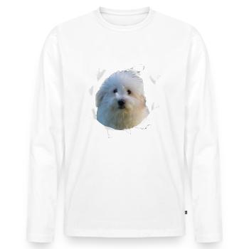 Coton de Tulear - Chien Coton de Tulear - T-shirt manches longues Premium bio Homme - blanc - Devant - Nico (187cm)