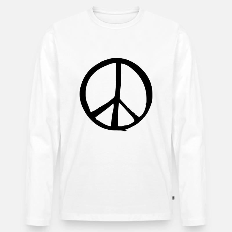 Peacezeichen - Männer Premium Bio Langarmshirt - Weiß