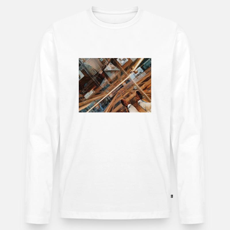 Looking Down - Männer Premium Bio Langarmshirt - Weiß