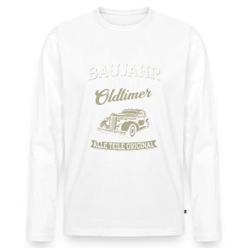 Baujahr 1960 geboren Oldtimer Geburtstag Geschenk - Männer Premium Bio Langarmshirt - Weiß - Vorne - Nico (187cm)