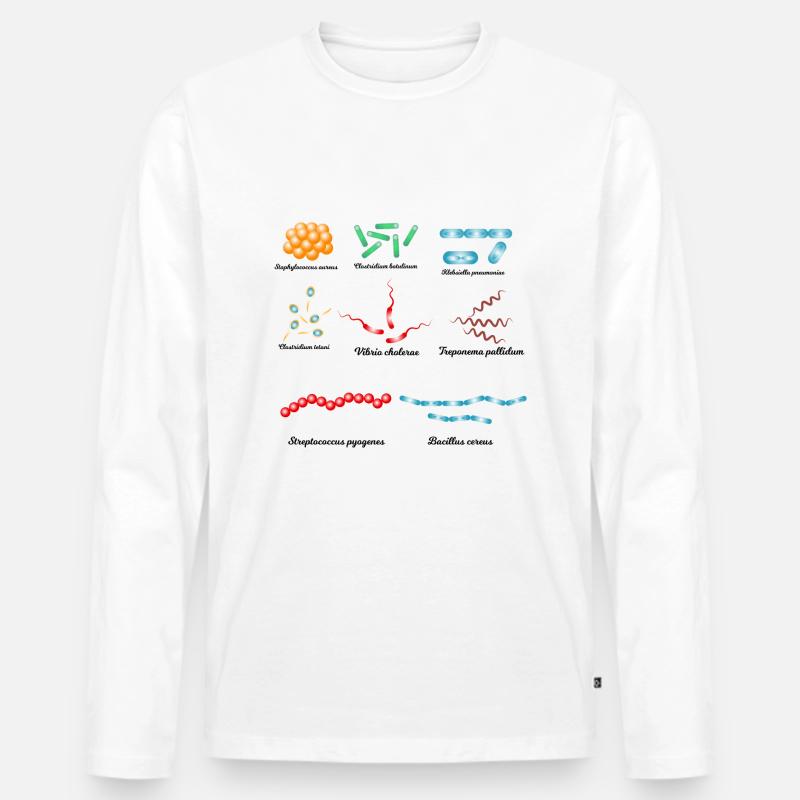 Berühmte Bakterien - Pathogene - Männer Premium Bio Langarmshirt - Weiß