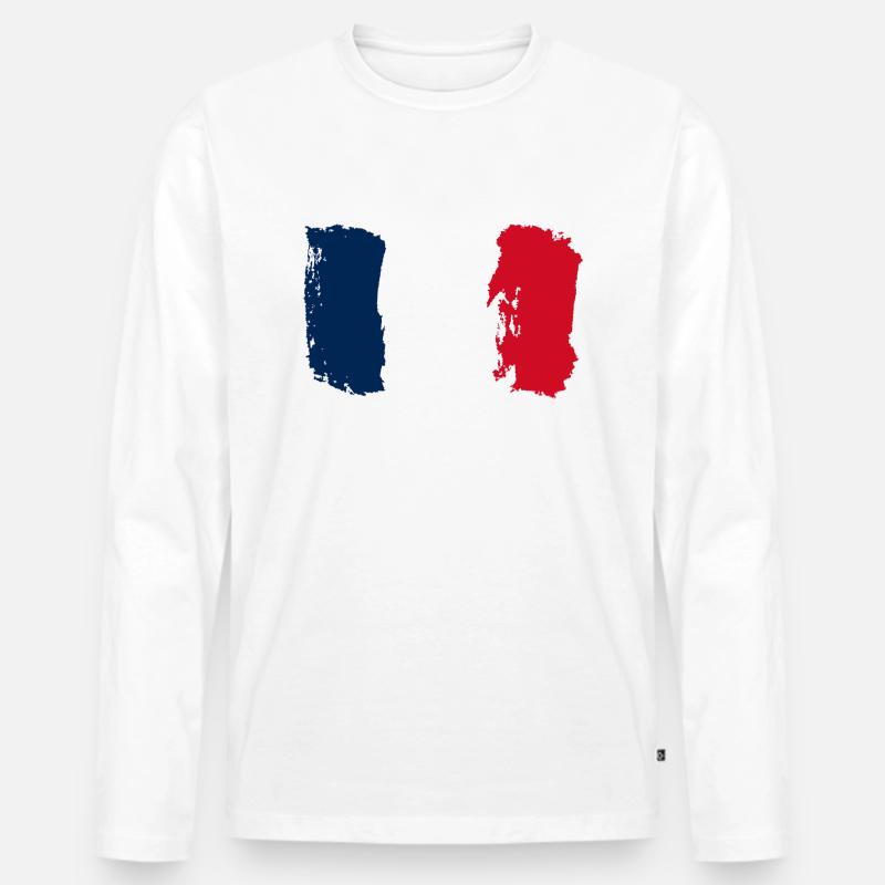 Frankreich Flagge - Vintage - Männer Premium Bio Langarmshirt - Weiß