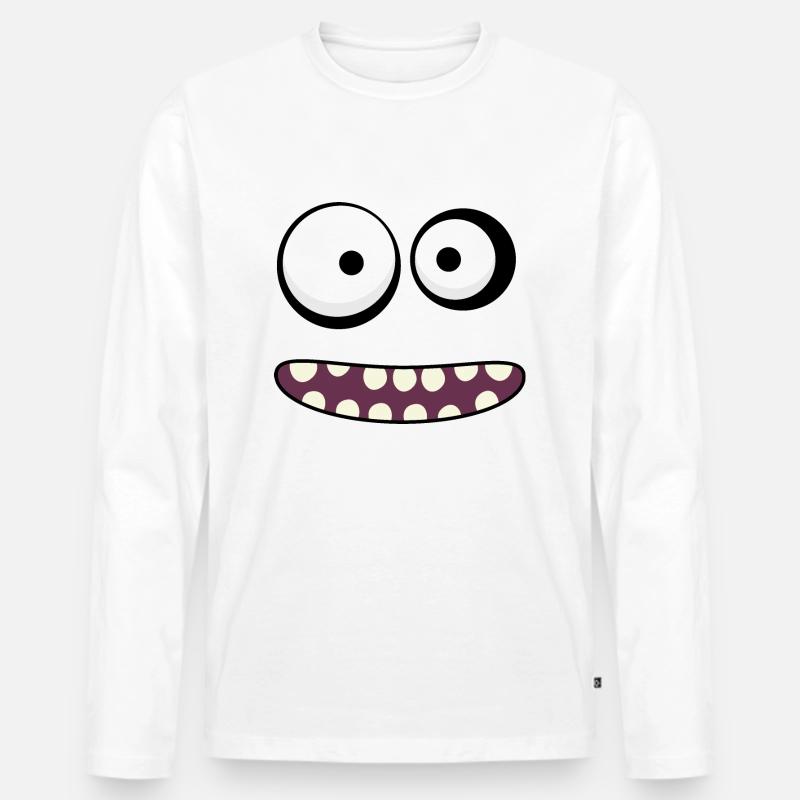 Monster-Gesicht - Männer Premium Bio Langarmshirt - Weiß
