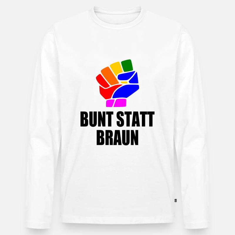 bunt statt braun - Männer Premium Bio Langarmshirt - Weiß