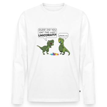 Dino last unicorn - LAST UNICORN -Gift idea - Men's Premium Organic Long Sleeve Shirt - white - Front - Nico (187cm)