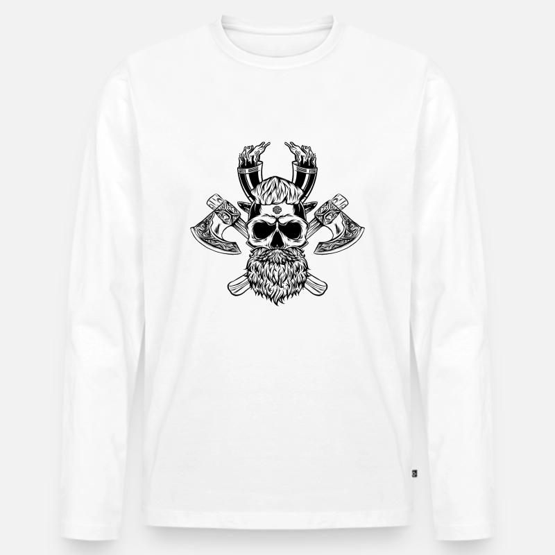 WIKINGER VIKINGS WALHALLA - Männer Premium Bio Langarmshirt - Weiß