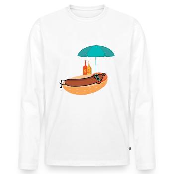 Bratwurst on the beach - Men's Premium Organic Long Sleeve Shirt - white - Front - Nico (187cm)