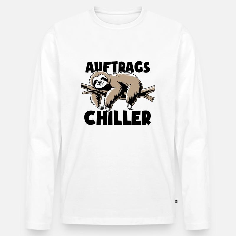 Faultier - Auftrags Chiller - Faulenzen Geschenk - Männer Premium Bio Langarmshirt - Weiß