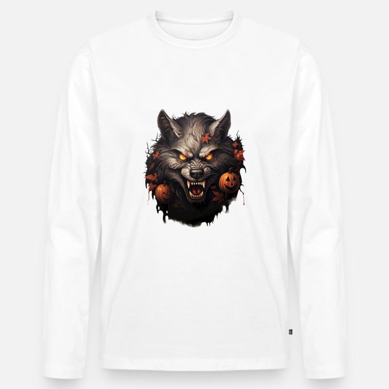 Halloween Werwolf - Männer Premium Bio Langarmshirt - Weiß