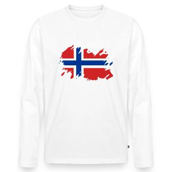 Norvège drapeau peinture tache tache vintage - T-shirt manches longues Premium bio Homme - blanc - Devant - Nico (187cm)