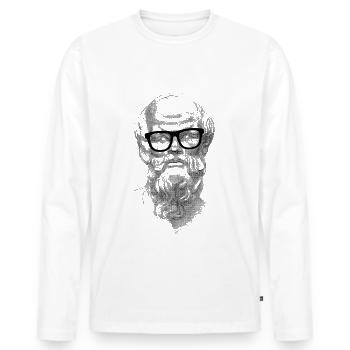 Sokrates Brille Zeichnung Collage - Männer Premium Bio Langarmshirt - Weiß - Vorne - Nico (187cm)