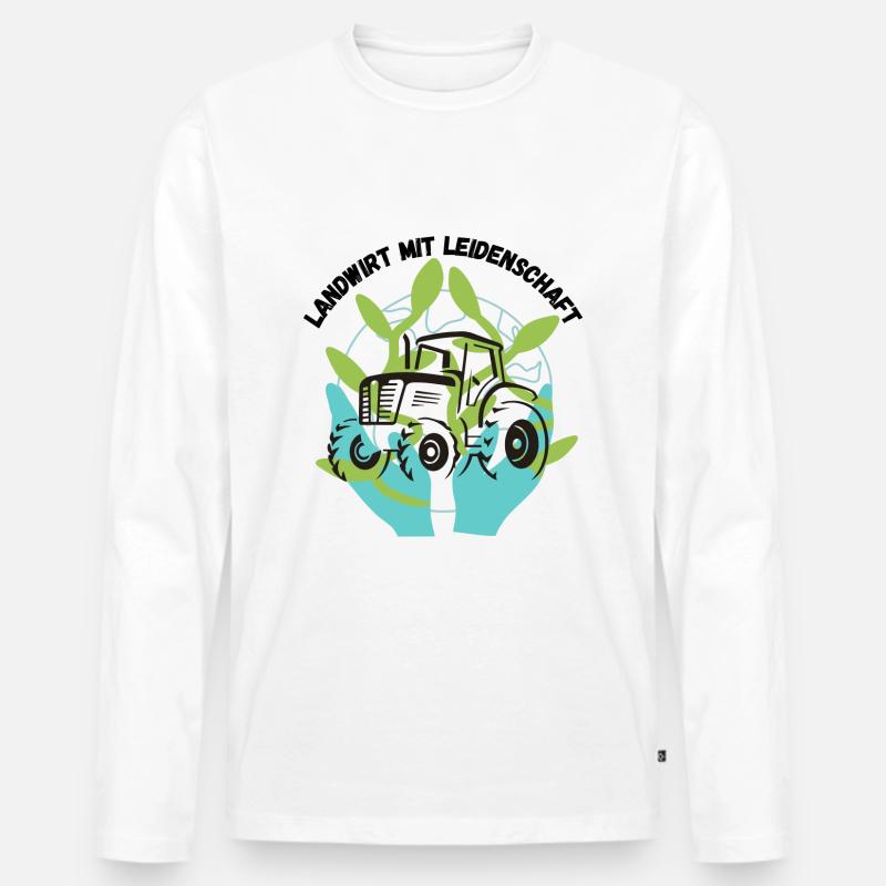 Landwirt mit Leidenschaft - Männer Premium Bio Langarmshirt - Weiß