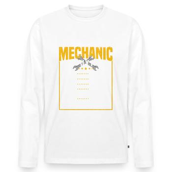 MECHANIKER-STUNDENSATZ - Männer Premium Bio Langarmshirt - Weiß - Vorne - Nico (187cm)