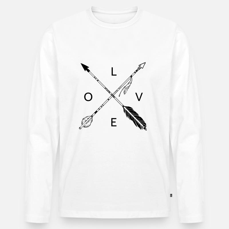 LOVE Indianer Pfeile - Männer Premium Bio Langarmshirt - Weiß