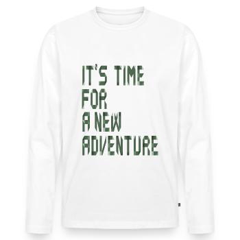 It's Time For New Adventure Calligraphic Design - Men's Premium Organic Long Sleeve Shirt - white - Front - Nico (187cm)