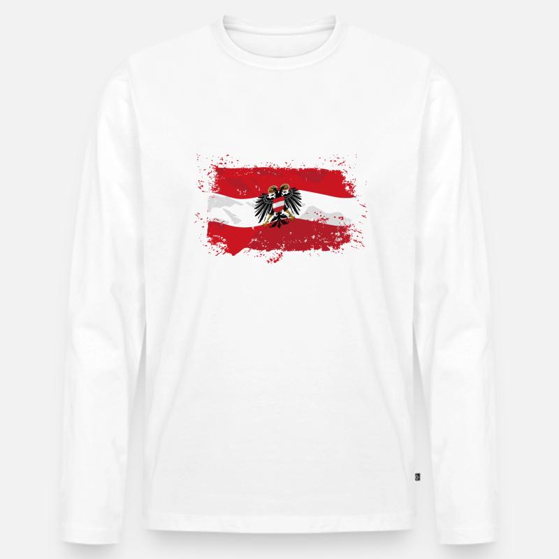 Austria Flag - Männer Premium Bio Langarmshirt - Weiß
