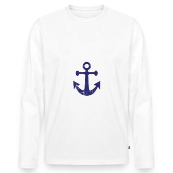 Cooles Klabautermann mit Anker Design - Männer Premium Bio Langarmshirt - Weiß - Vorne - Nico (187cm)