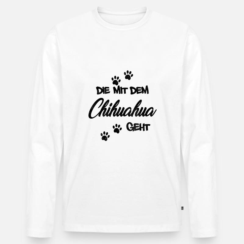 Die mit dem Chihuahua - Männer Premium Bio Langarmshirt - Weiß