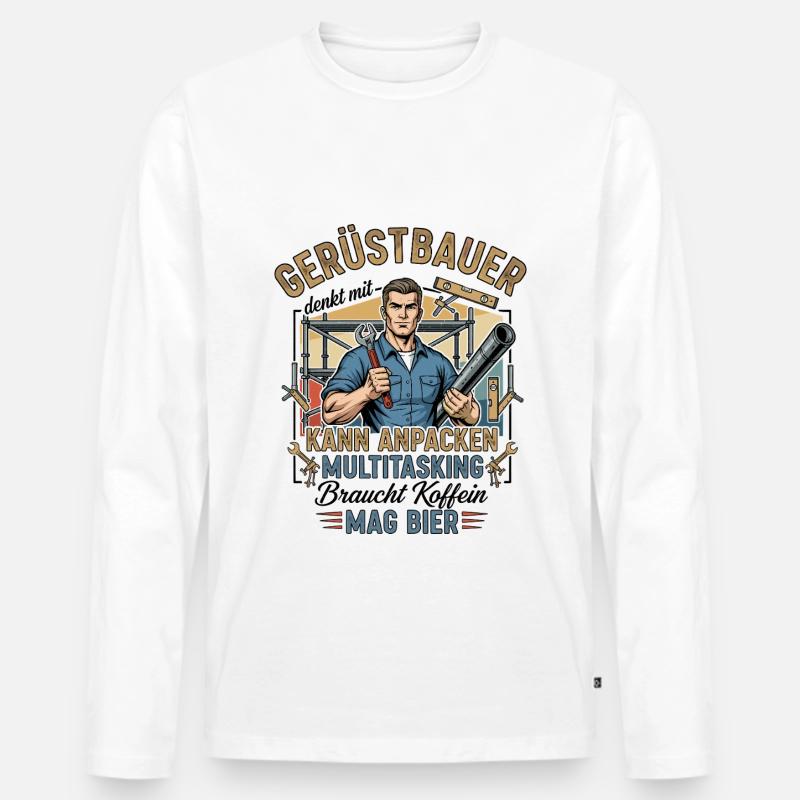 Der Gerüstbauer - Männer Premium Bio Langarmshirt - Weiß