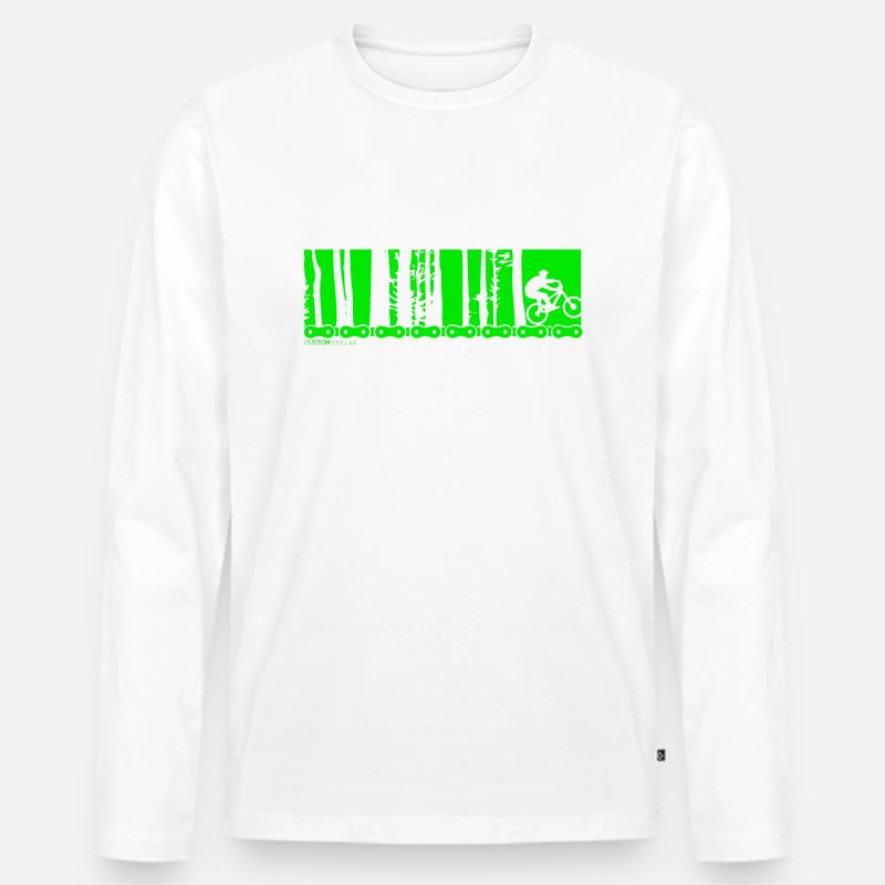 MTB Mountainbiker Wald - Männer Premium Bio Langarmshirt - Weiß