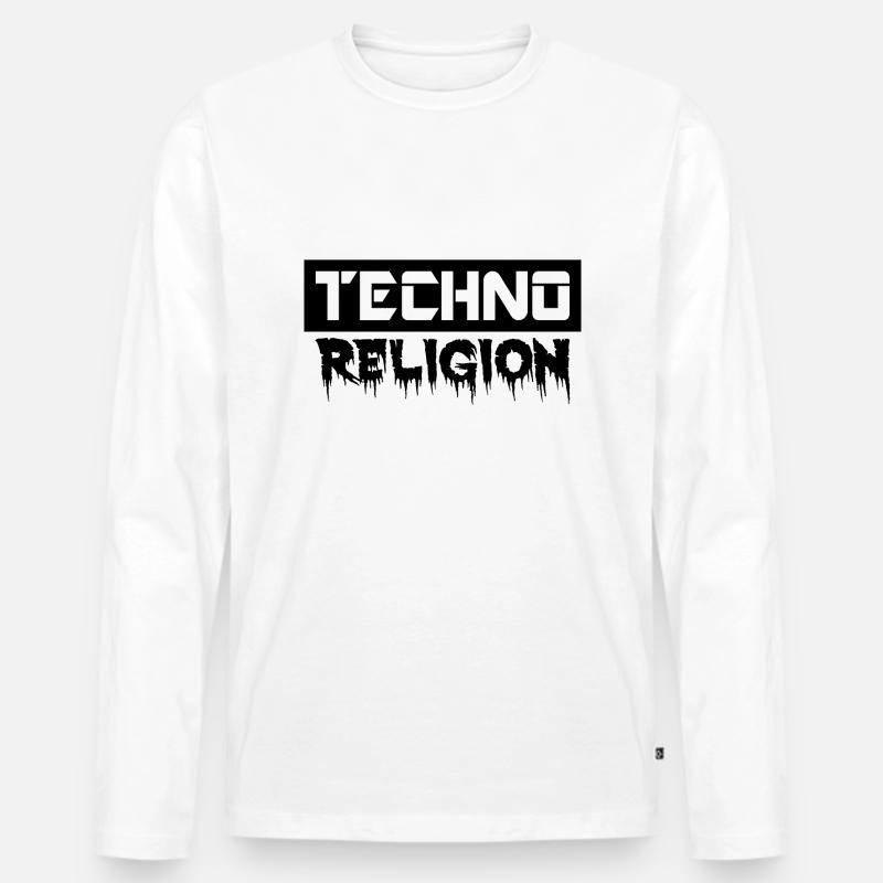 Techno - Männer Premium Bio Langarmshirt - Weiß
