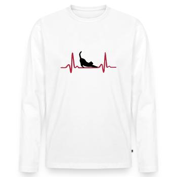 Cute Cat & Heartbeat, Heart - T-shirt manches longues Premium bio Homme - blanc - Devant - Nico (187cm)